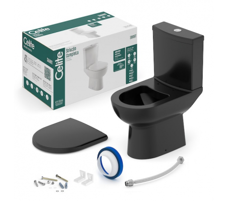 Celite Smart Inodoro + Caja Acoplada Negro Brillante c/Accesorios