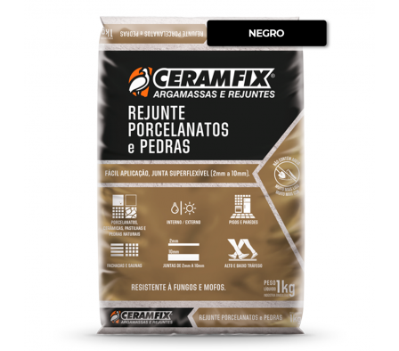 Rejunte Porcelanato 1KG - Negro - Preto