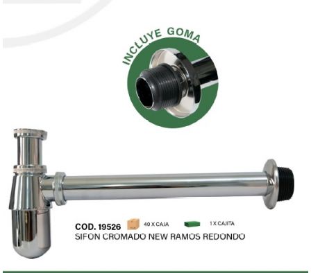 Sifon Cromado New Ramos Redondo Rigido 19526