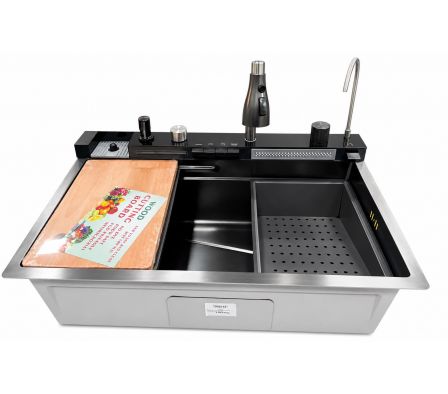 Bacha De Cocina Solmax Inox Negro Con Accesorios AB7546D