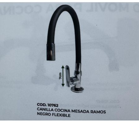 Griferia Ramos Gastronomica Mesada Negro Flexible 10762